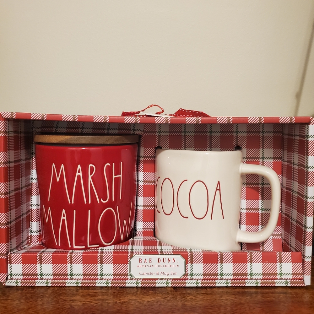 Rae dunn marshmallow cellar with cocoa mug